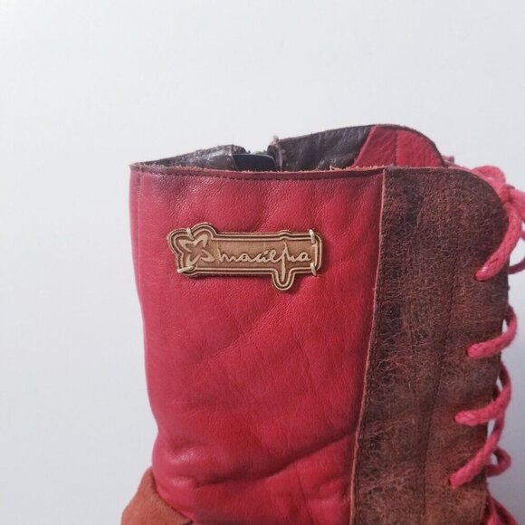 Maciejka S9/10 Leather Lace-up Heeled Boots Victorian Red - Picture 5 of 8